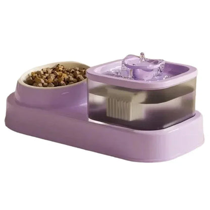 Cats Bowl 2 in 1 Water Bowls Water Dispenser Double Bowl Water Circulating