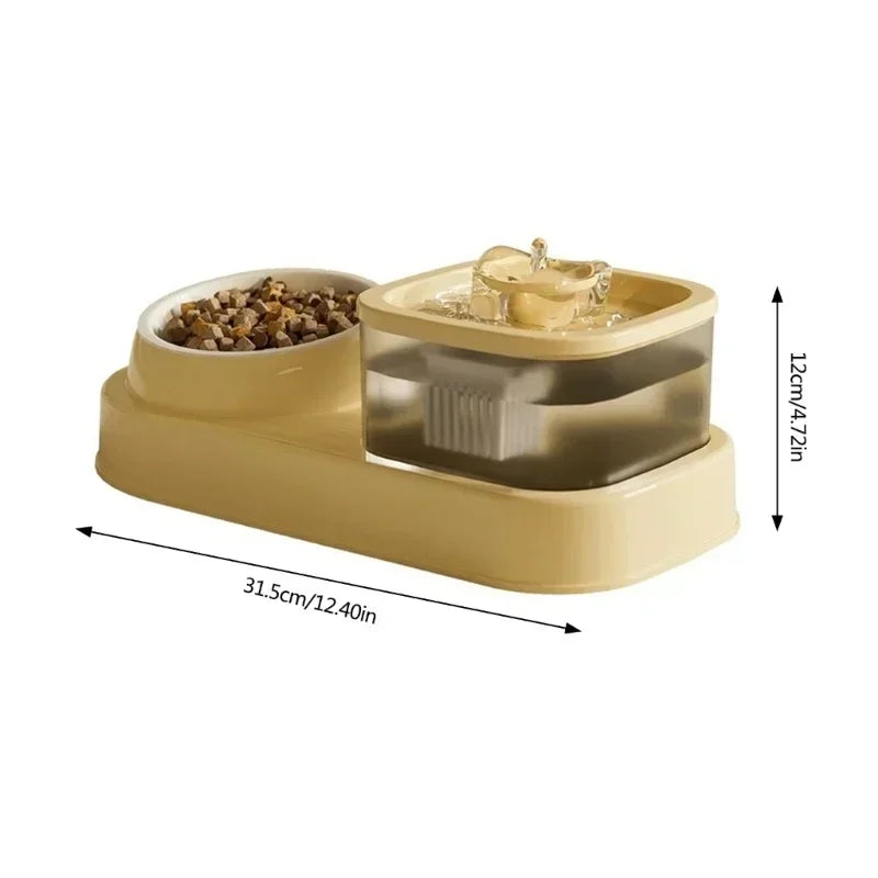 Cats Bowl 2 in 1 Water Bowls Water Dispenser Double Bowl Water Circulating