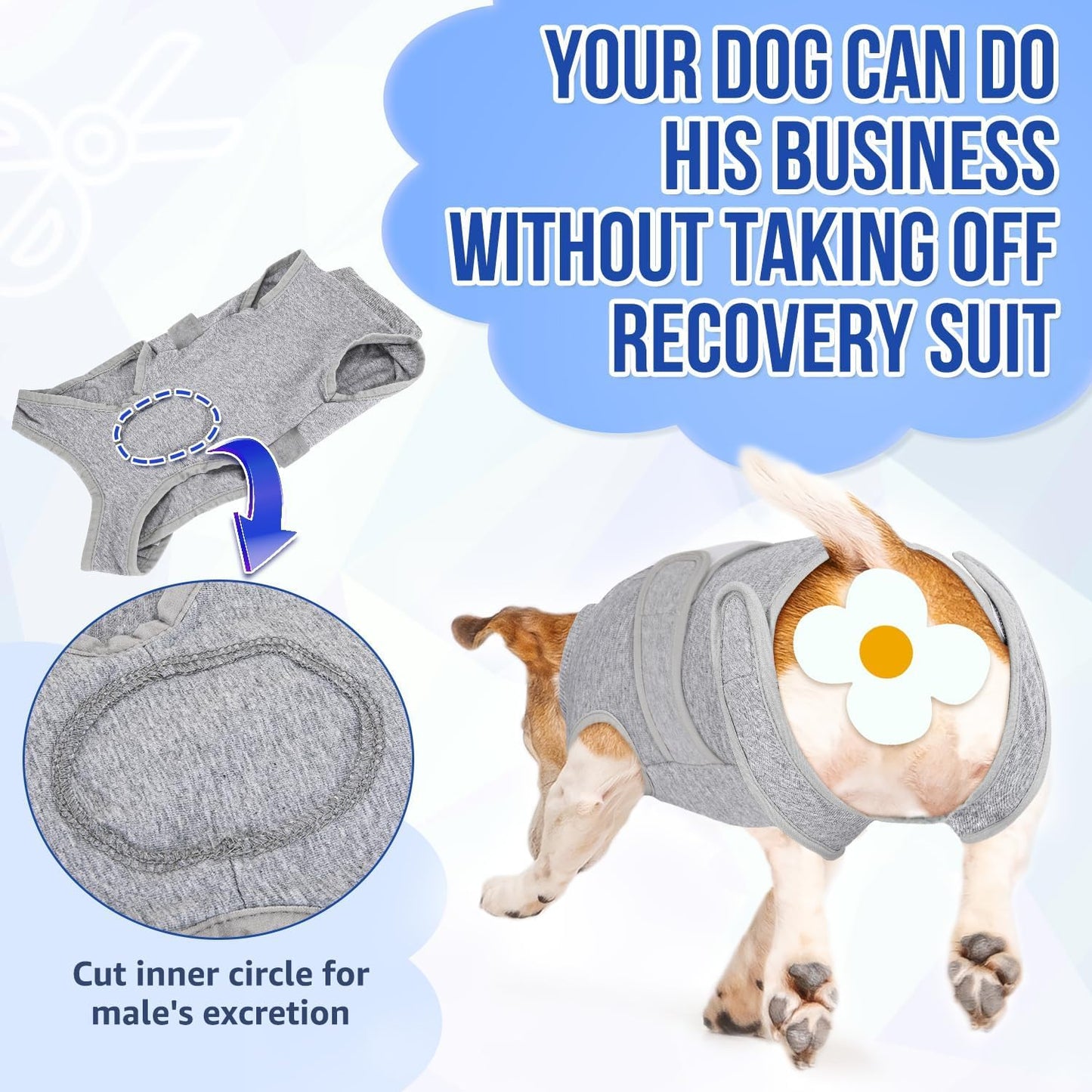 Dog Surgery Recovery Suit, Female Male Dog Surgical Bodysuit Abdominal Wounds Protector, Stop Licking Spay Shirt after Surgery Onesie with Zipper, Pet Cone E-Collar Alternative(M)