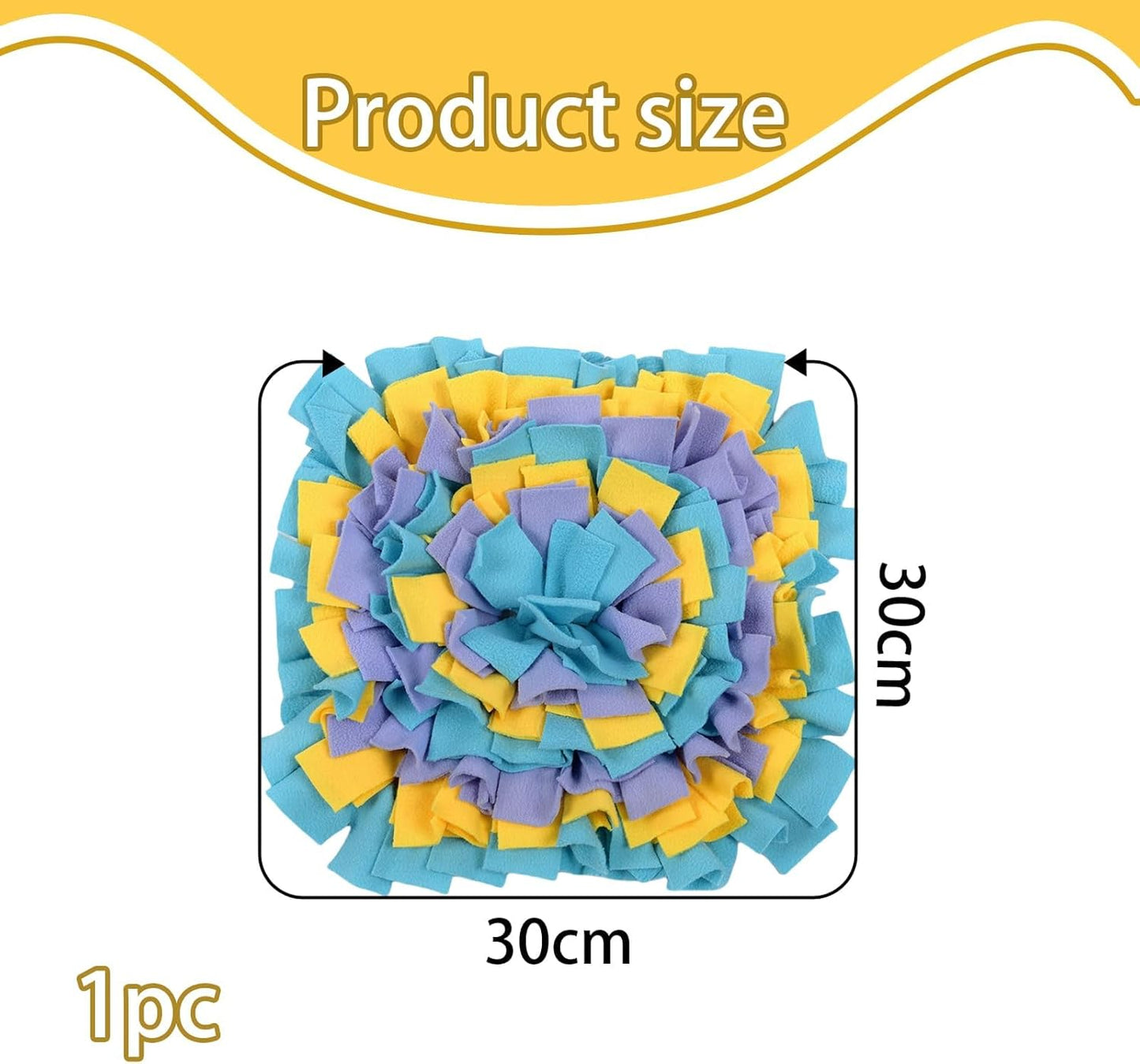 Large Snuffle Mat for Dogs, Dog Snuffle Mat for Puppies, Interactive Feeding Game for Puppies, Slow Feeder Mat with Non-Slip Base 30 X 30 CM Foraging Skills and Slow Eating