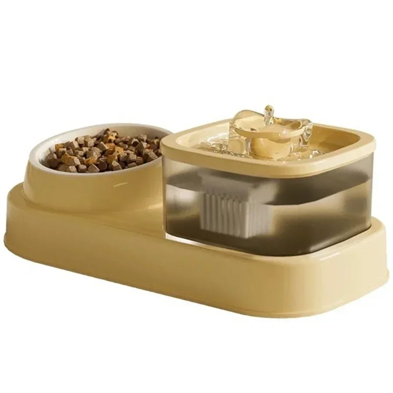 Cats Bowl 2 in 1 Water Bowls Water Dispenser Double Bowl Water Circulating