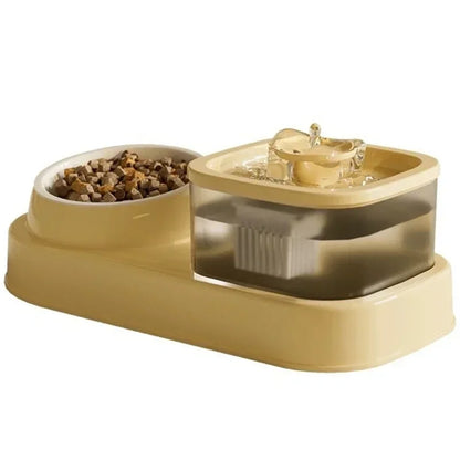 Cats Bowl 2 in 1 Water Bowls Water Dispenser Double Bowl Water Circulating
