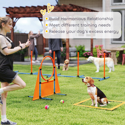 6-Piece Dog Agility Equipment, Pet Agility Training Set with Weave Poles