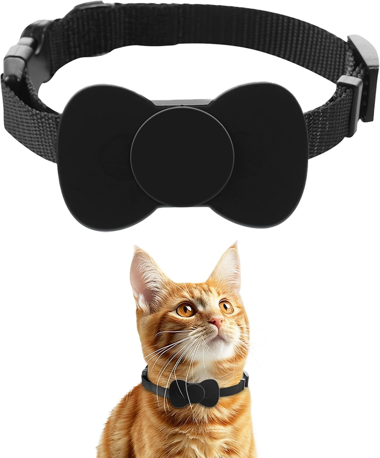 Cat Tracker Collar, Pet GPS Tracker for Small Dogs and Cats, No Monthly Fee, No SIM Required, Compatible with Ios/Android, Waterproof Global Location Tracking Device anti Lost Tracker (Black)