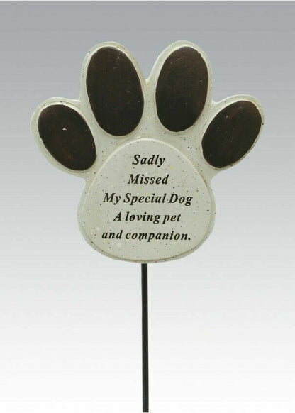 Memorial Dog Paw Stick Stake Pet Remembrance Tribute Marker Plaque
