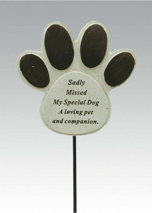Memorial Dog Paw Stick Stake Pet Remembrance Tribute Marker Plaque