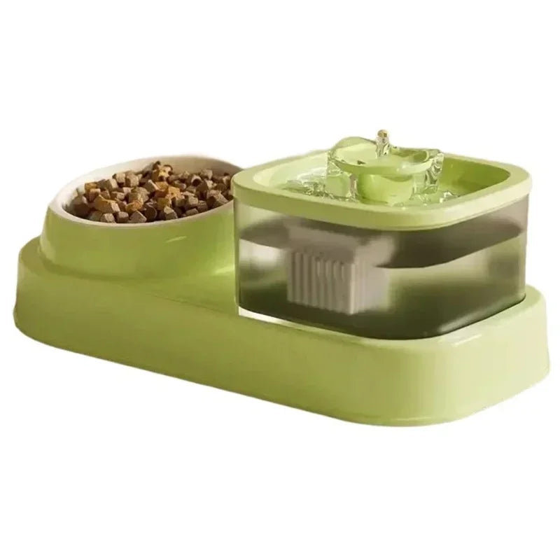 Cats Bowl 2 in 1 Water Bowls Water Dispenser Double Bowl Water Circulating