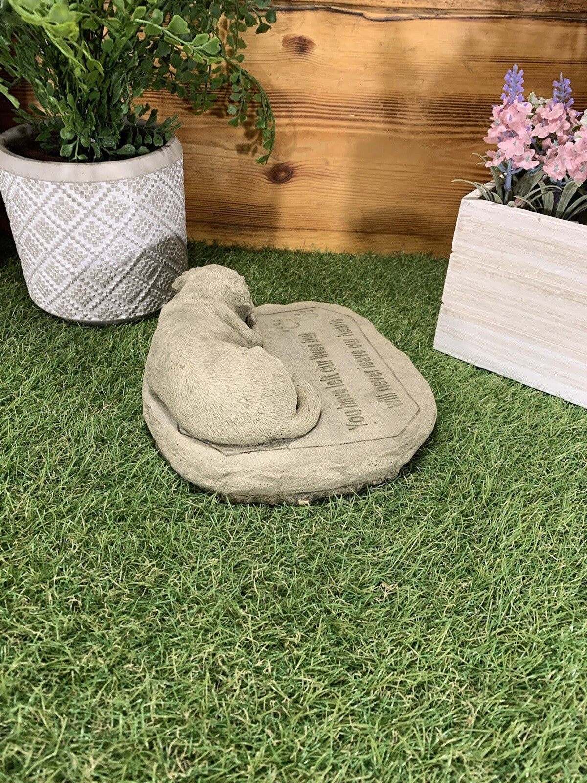 STONE GARDEN MEMORIAL DOG with VERSE STATUE ORNAMENT