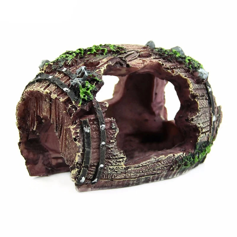 Resin Aquarium Ornaments Decorations Artificial Barrel Cave Landscaping Accessories for Fish Tank Aquarium Decoration Background