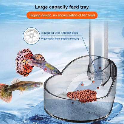 Fish Shrimp Feeding Dish Set Fish Feeder Tube Kit with Feeding Ring Suction Cups Adjustable Tubes Feeding Aquarium Supplies