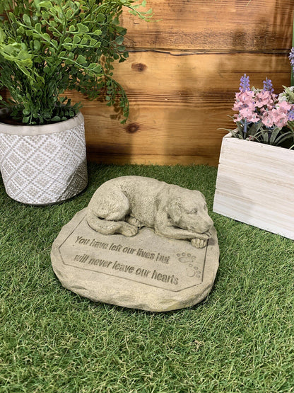 STONE GARDEN MEMORIAL DOG with VERSE STATUE ORNAMENT