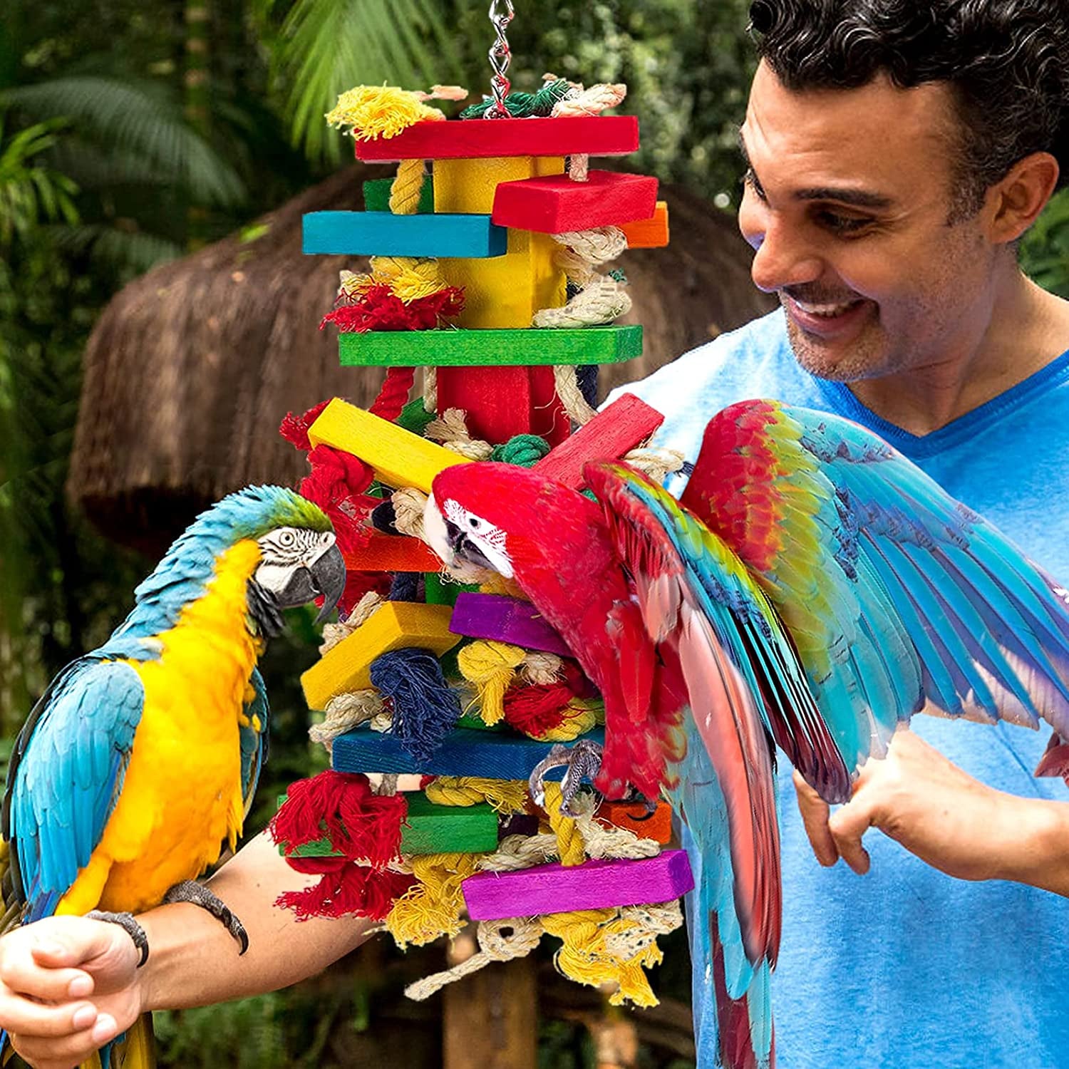 Extra Large Bird Parrot Toys for Macaws, African Grey, Amazon Parrots Bird Gifts