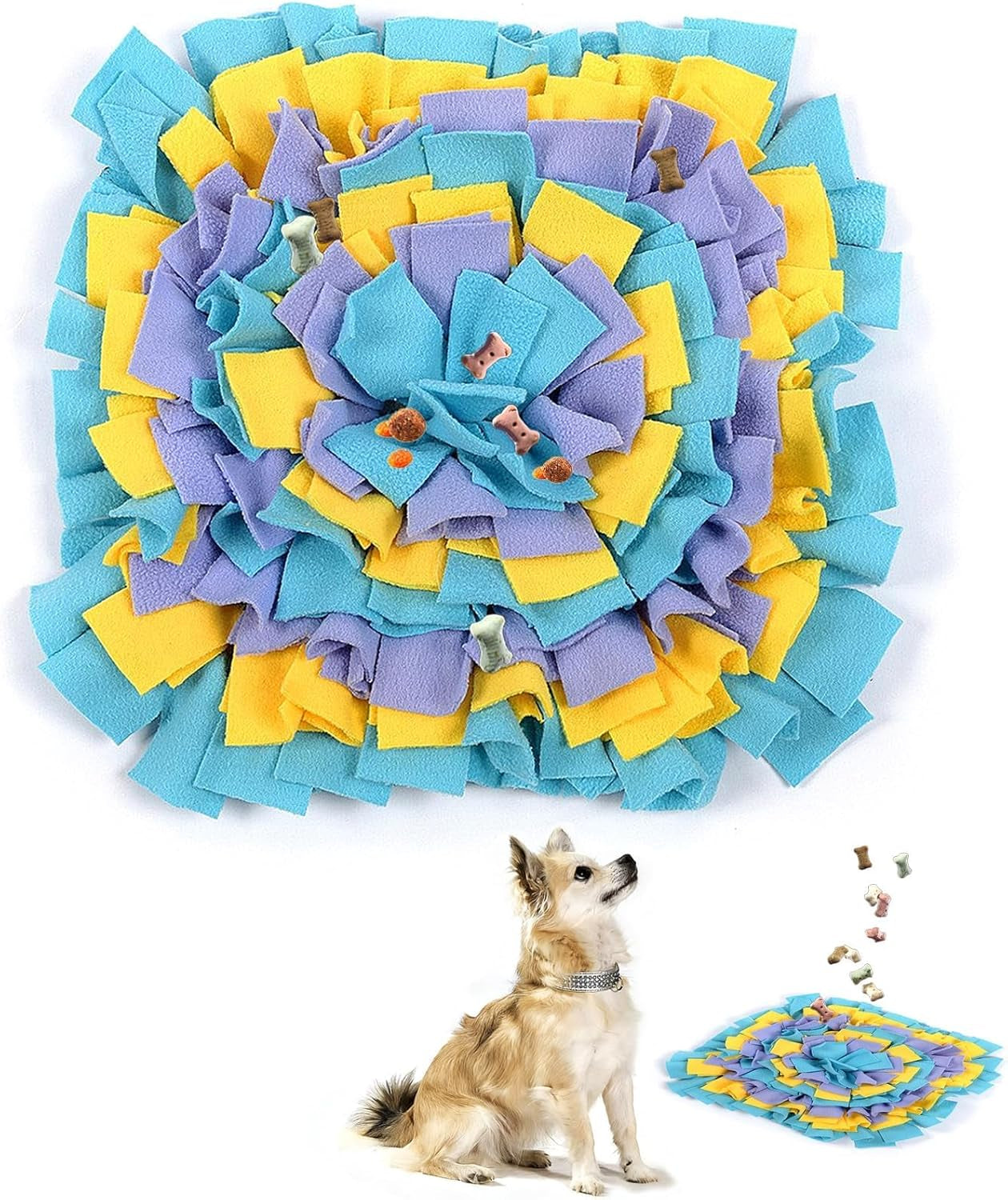 Large Snuffle Mat for Dogs, Dog Snuffle Mat for Puppies, Interactive Feeding Game for Puppies, Slow Feeder Mat with Non-Slip Base 30 X 30 CM Foraging Skills and Slow Eating