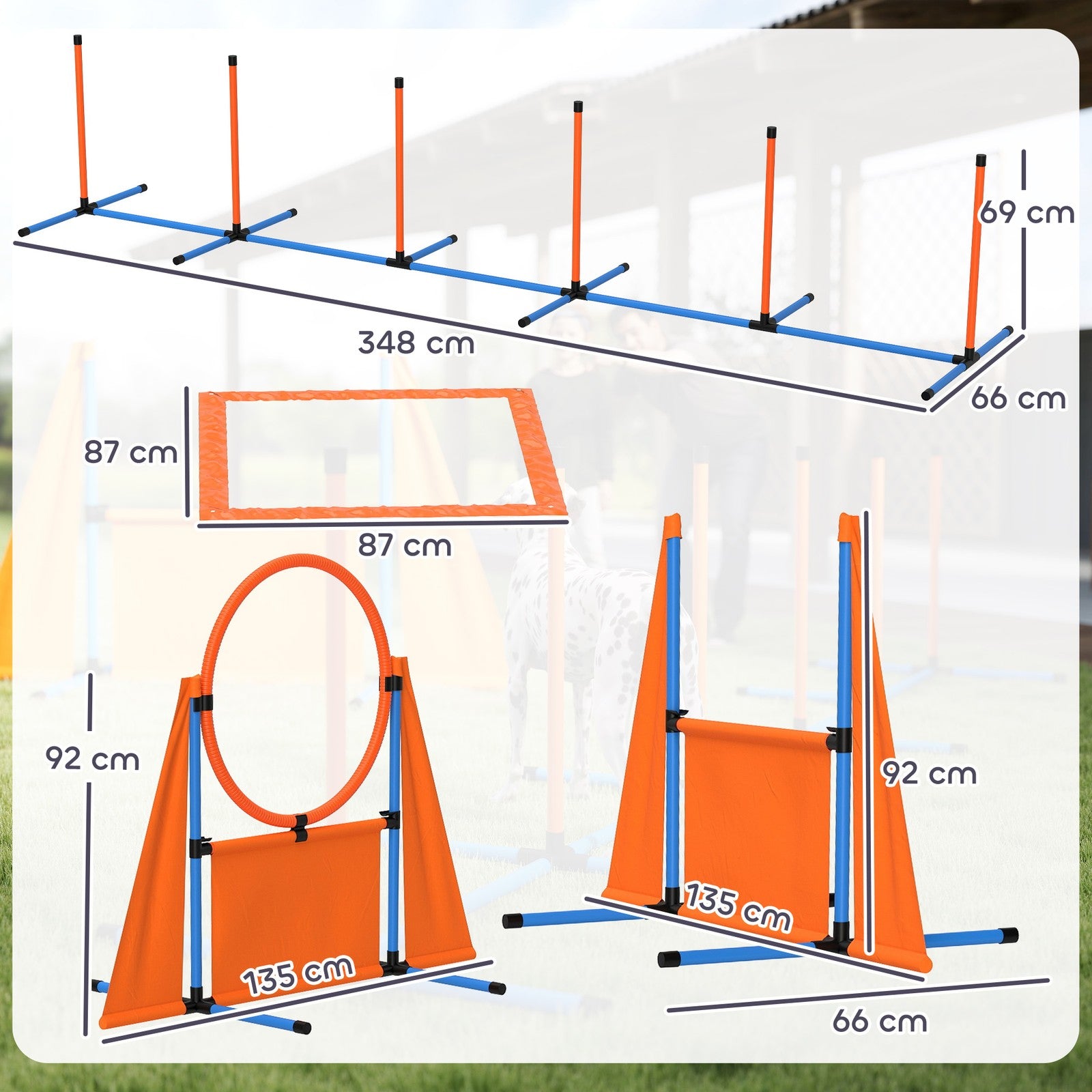6-Piece Dog Agility Equipment, Pet Agility Training Set with Weave Poles