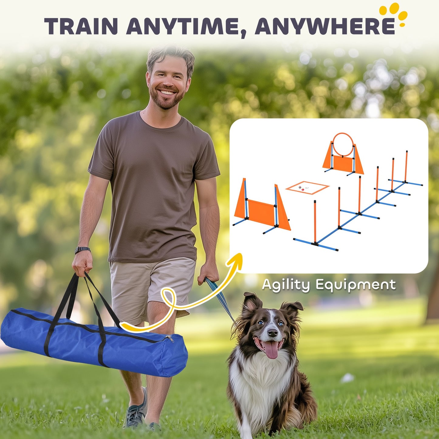 6-Piece Dog Agility Equipment, Pet Agility Training Set with Weave Poles