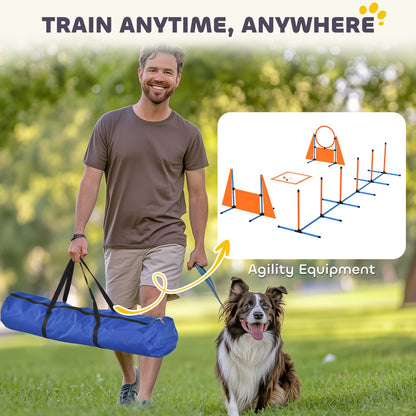 6-Piece Dog Agility Equipment, Pet Agility Training Set with Weave Poles