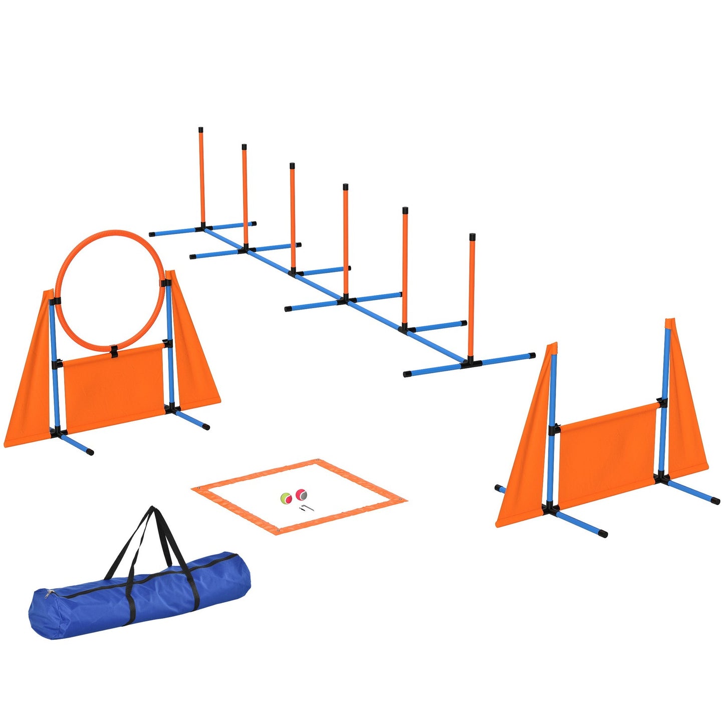 6-Piece Dog Agility Equipment, Pet Agility Training Set with Weave Poles