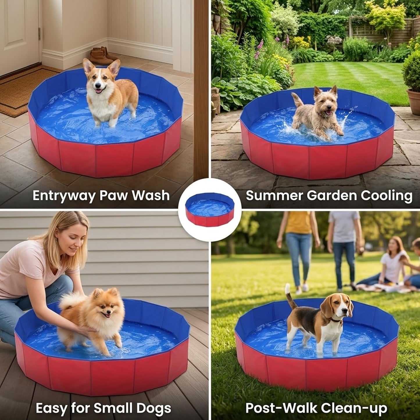 Dog Pool, Dog Paddling Pool, Foldable Dog Swimming Pool for Small Dogs, Portable Plastic Pool for Outdoor Play and Indoor Bathing, Compact Design for Limited Spaces50 X 8 Cm