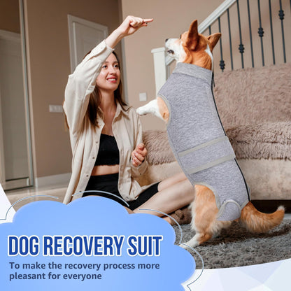 Dog Surgery Recovery Suit, Female Male Dog Surgical Bodysuit Abdominal Wounds Protector, Stop Licking Spay Shirt after Surgery Onesie with Zipper, Pet Cone E-Collar Alternative(M)