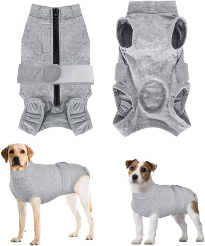 Dog Surgery Recovery Suit, Female Male Dog Surgical Bodysuit Abdominal Wounds Protector, Stop Licking Spay Shirt after Surgery Onesie with Zipper, Pet Cone E-Collar Alternative(M)