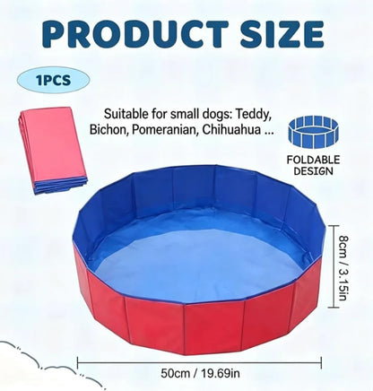 Dog Pool, Dog Paddling Pool, Foldable Dog Swimming Pool for Small Dogs, Portable Plastic Pool for Outdoor Play and Indoor Bathing, Compact Design for Limited Spaces50 X 8 Cm