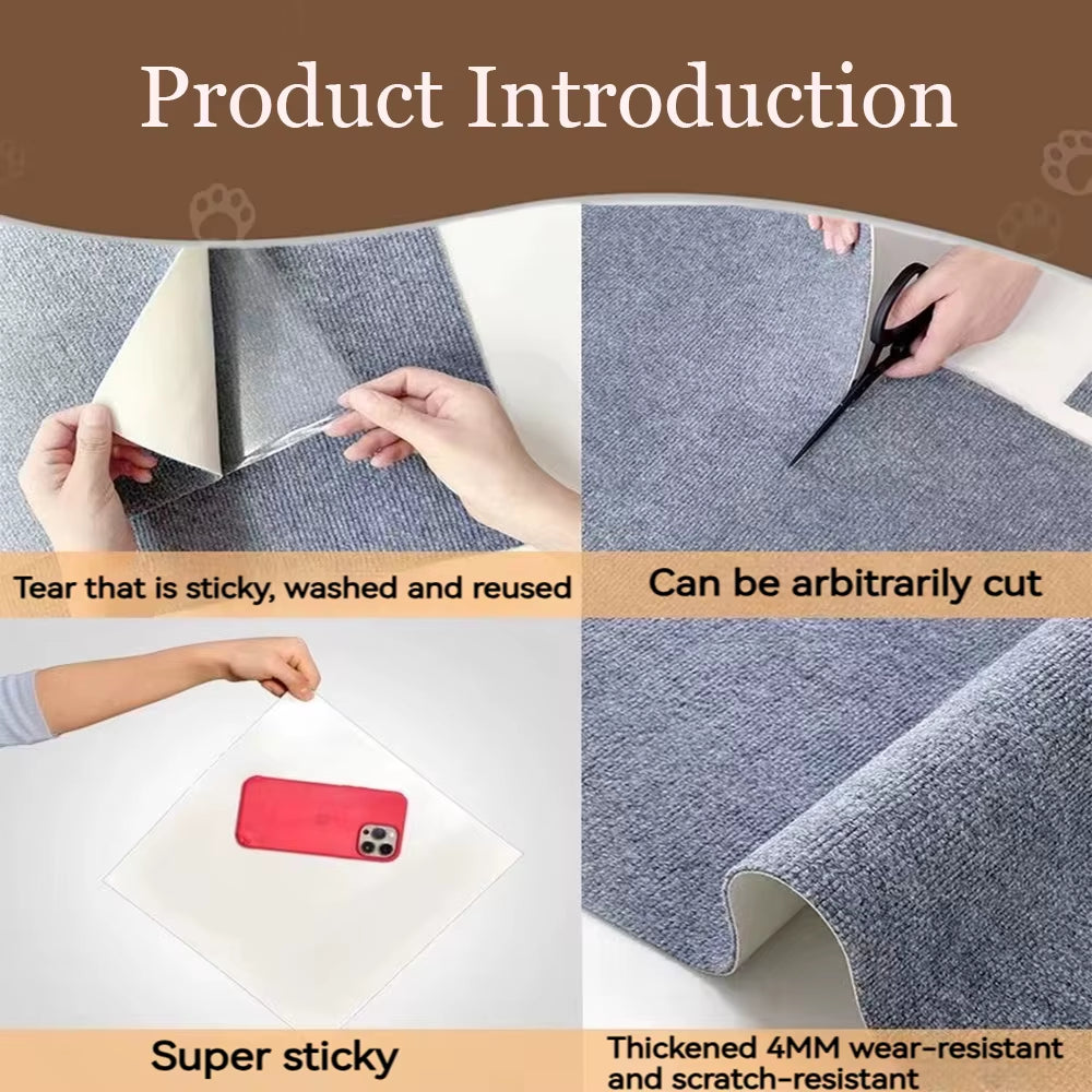 Self-Adhesive Cat Scratching Mat Trimmable Cat Carpet Cat Scratching Carpet Corner Wall Cat DIY Scratch Sofa Furniture Protector
