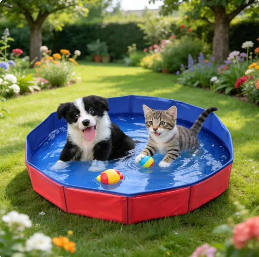 Dog Pool, Dog Paddling Pool, Foldable Dog Swimming Pool for Small Dogs, Portable Plastic Pool for Outdoor Play and Indoor Bathing, Compact Design for Limited Spaces50 X 8 Cm