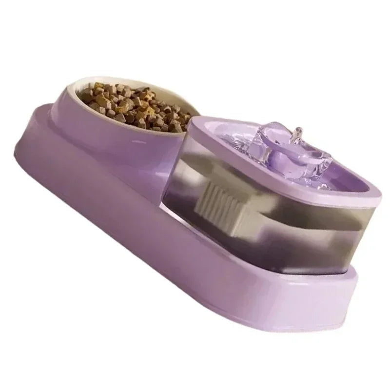 Cats Bowl 2 in 1 Water Bowls Water Dispenser Double Bowl Water Circulating
