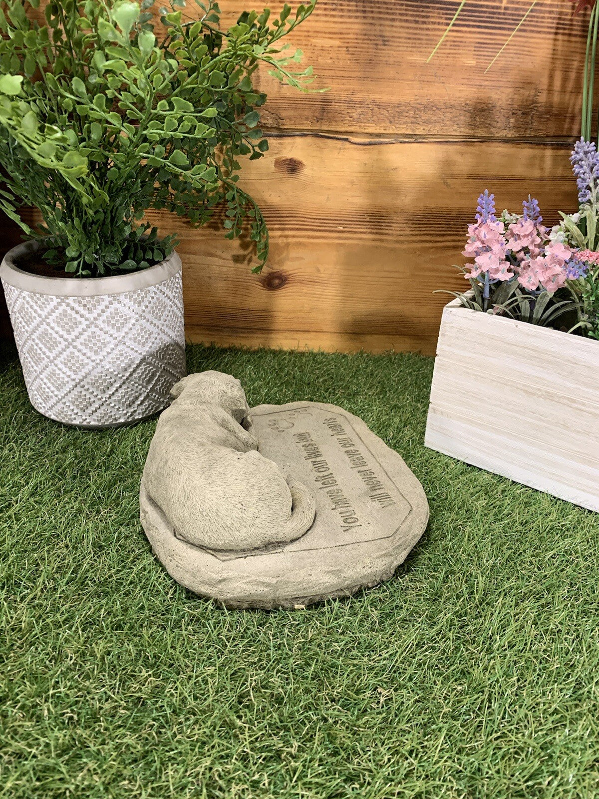 STONE GARDEN MEMORIAL DOG with VERSE STATUE ORNAMENT
