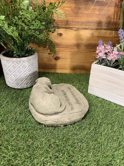 STONE GARDEN MEMORIAL DOG with VERSE STATUE ORNAMENT