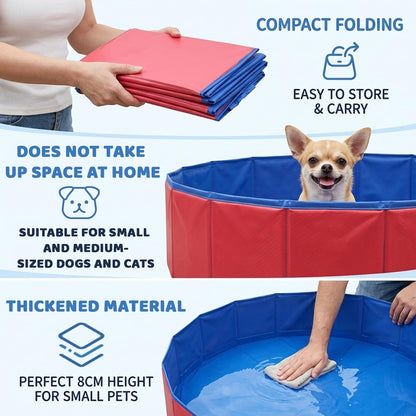 Dog Pool, Dog Paddling Pool, Foldable Dog Swimming Pool for Small Dogs, Portable Plastic Pool for Outdoor Play and Indoor Bathing, Compact Design for Limited Spaces50 X 8 Cm